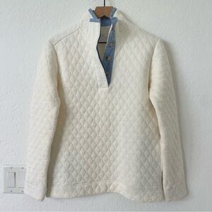 Southern Tide Womens Preppy Quilted Pullover Sweater XS Ivory Classic Coastal